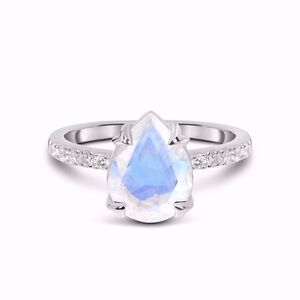 Moon Magic Sz 5.75 - 6 Nymph & Cascade Moonstone & White Topaz 925 Silver Rings